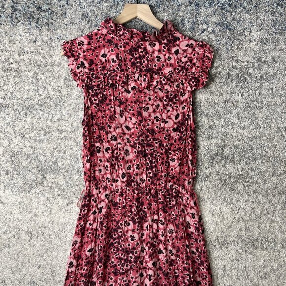 Gilbert Farrar Lightweight High Low Pink Floral Dress Size Medium - Picture 7 of 11